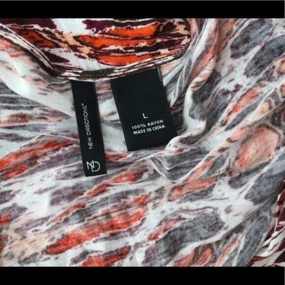 New Directions Woman's Multi Color‎ Faux Wrap Blouse Size Large 3/4 Sleeves - Picture 4 of 5